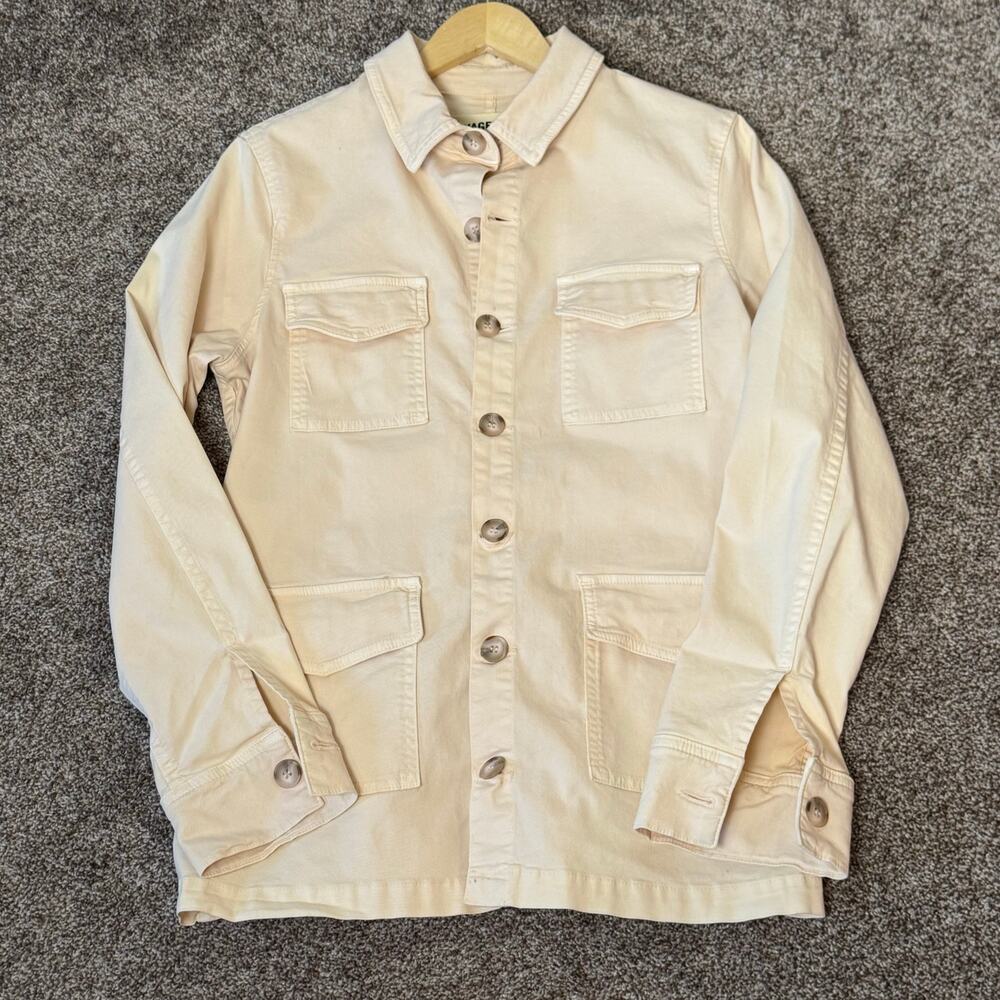 L'AGENCE Victoria Utility Jacket Pink Large (Peach) Stretch USA Button Cuffs